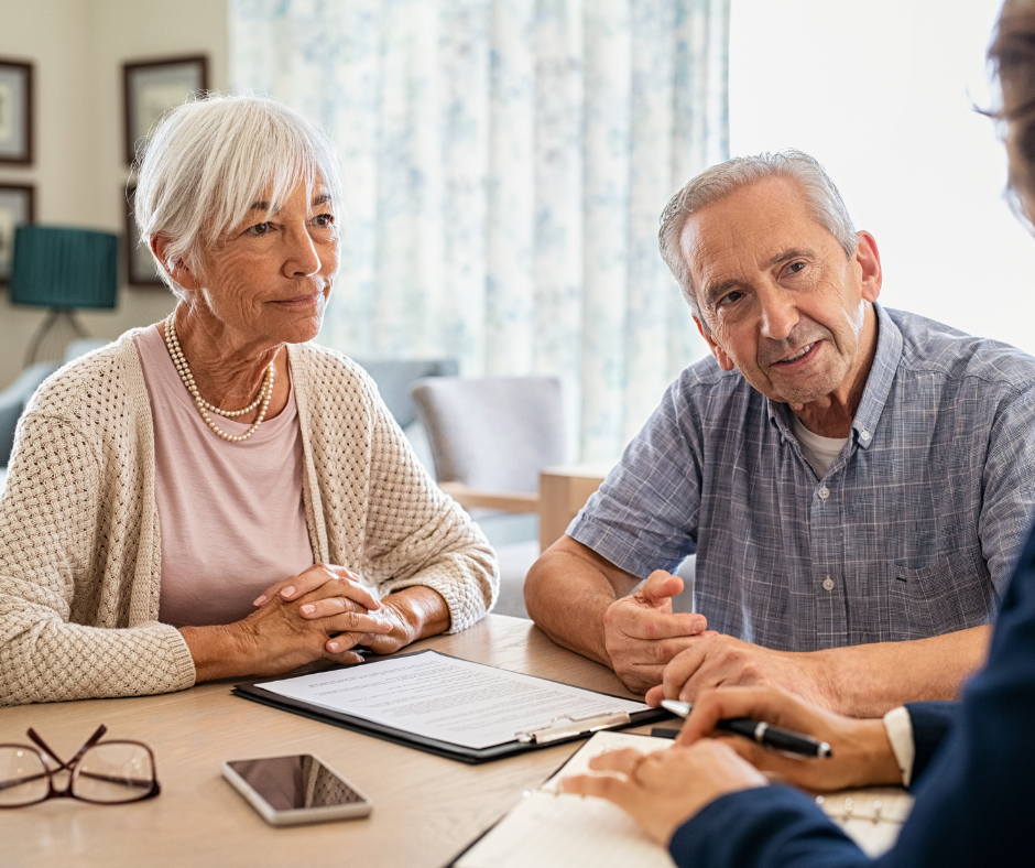 Elderly couple receiving assistance